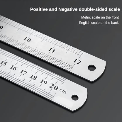 1pc Stainless Steel Ruler, 6 8 12 20Inch, Steel Ruler With Inch And Metric, Machinist Ruler, Metric Ruler, Imperial Ruler, For School, Office, Home, Engineer, Craft