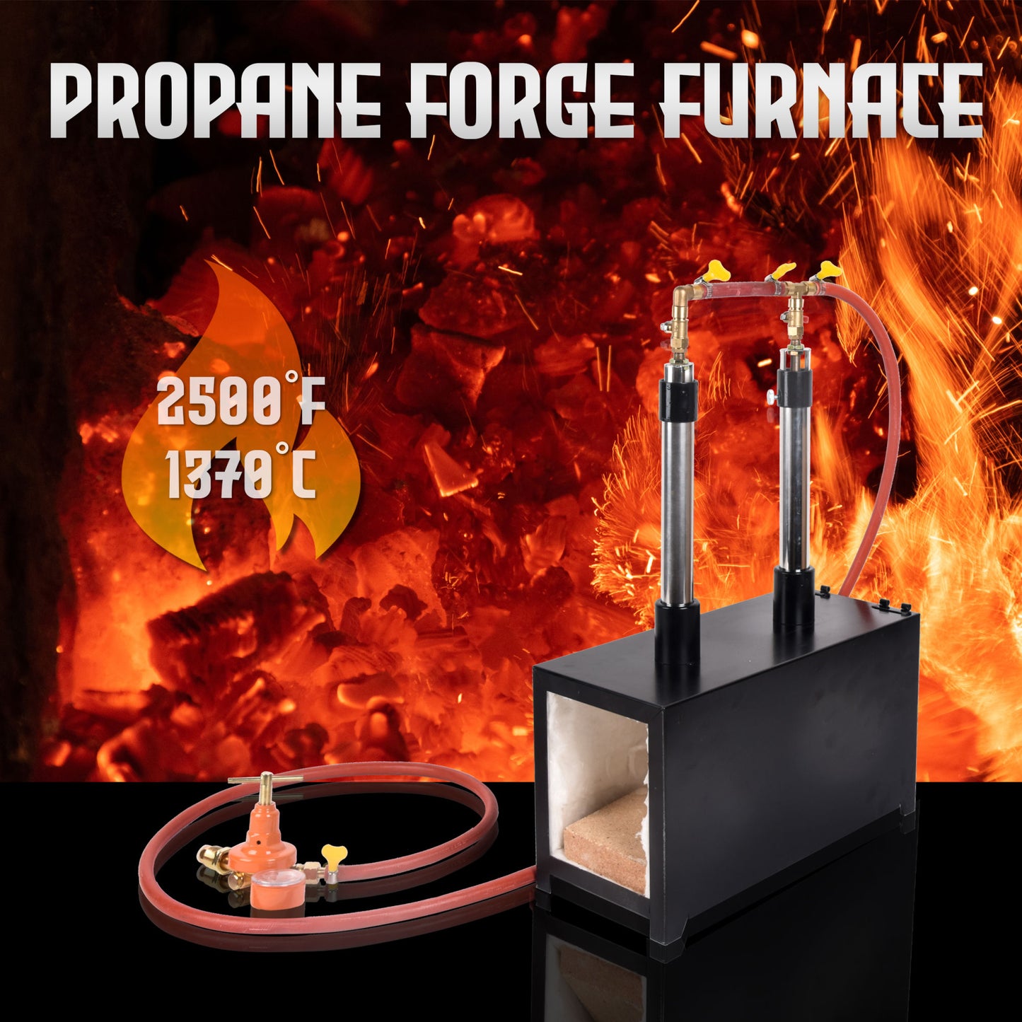 Propane Knife Forge Double Burner Large Capacity Farriers Furnace Square Propane Burner Forge for Knife and Equipments