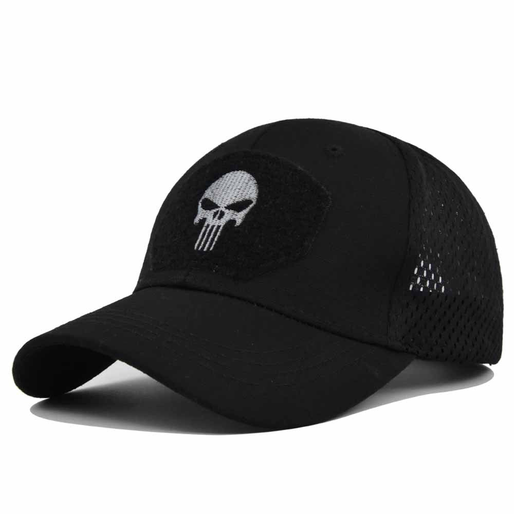 1pc Breathable Tactical Baseball Cap; Multi-color Mesh Sun Hat With Skull Pattern