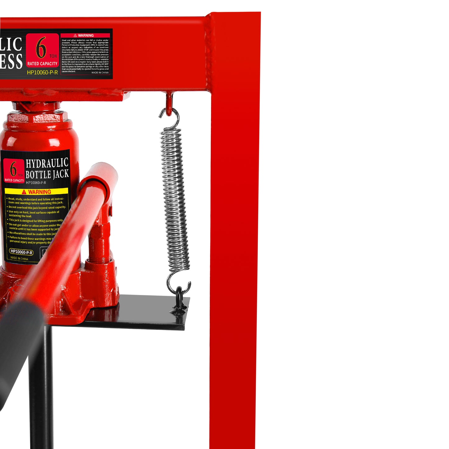 6 Ton Hydraulic Shop Floor Press, with pressure gauge Steel H-Frame Shop Press with Steel Plates Adjustable Working Table, Red